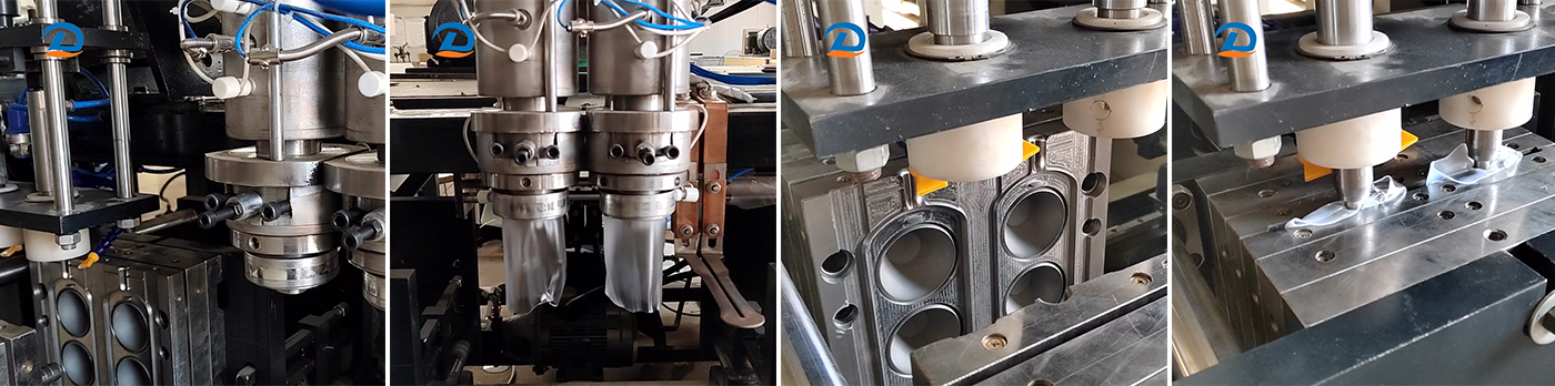 Machine de moulage par soufflage de pot d'huile à double vis semi-automatique avec conception de ligne de niveau de liquide
